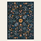 Rug – Boho Botanical Floral – Stormy Blue