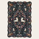 Rug – Maximalist Unicorn Garden Scalloped – Ink Black