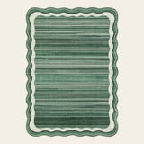 Rug – Modern Abstract Bordered Scalloped – Fern Green