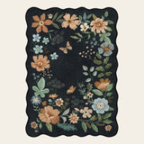 Rug – Boho Modern Parisian Floral Scalloped – Ink Black