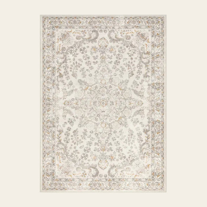 Covaba vintage persian area rug in warm beige, shown flat on a plain ivory backdrop