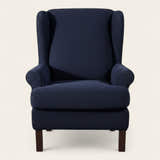Armchair Cover – Smooth Wingback – Midnight Navy