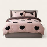 Bedding Set – Heart Print – Soft Blush