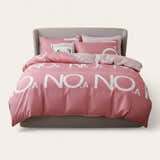 Bedding Set – Letter Print – Soft Blush