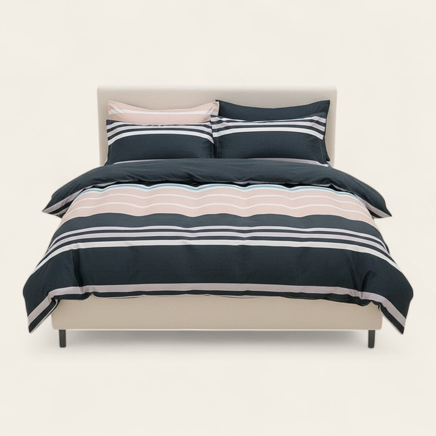 Bedding Set – Striped Block – Midnight Navy