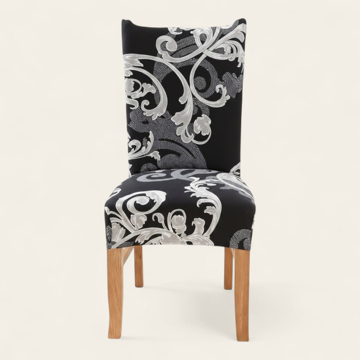 Chair Cover – Baroque Damask – Ink Black