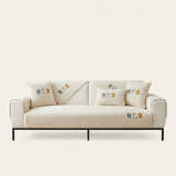 Non-Slip Sofa Cover – Floral Embroidered – Ivory Cream