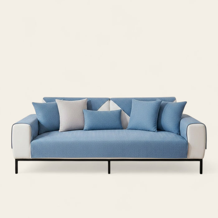 Non-Slip Sofa Cover – Plain Stretch – Stormy Blue