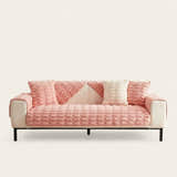 Non-Slip Sofa Cover – Quilted Brick – Soft Blush