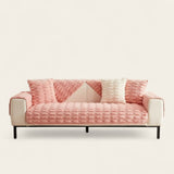 Non-Slip Sofa Cover – Quilted Brick – Soft Blush