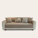 Non-Slip Sofa Cover – Striped Weave – Bouclé Sand