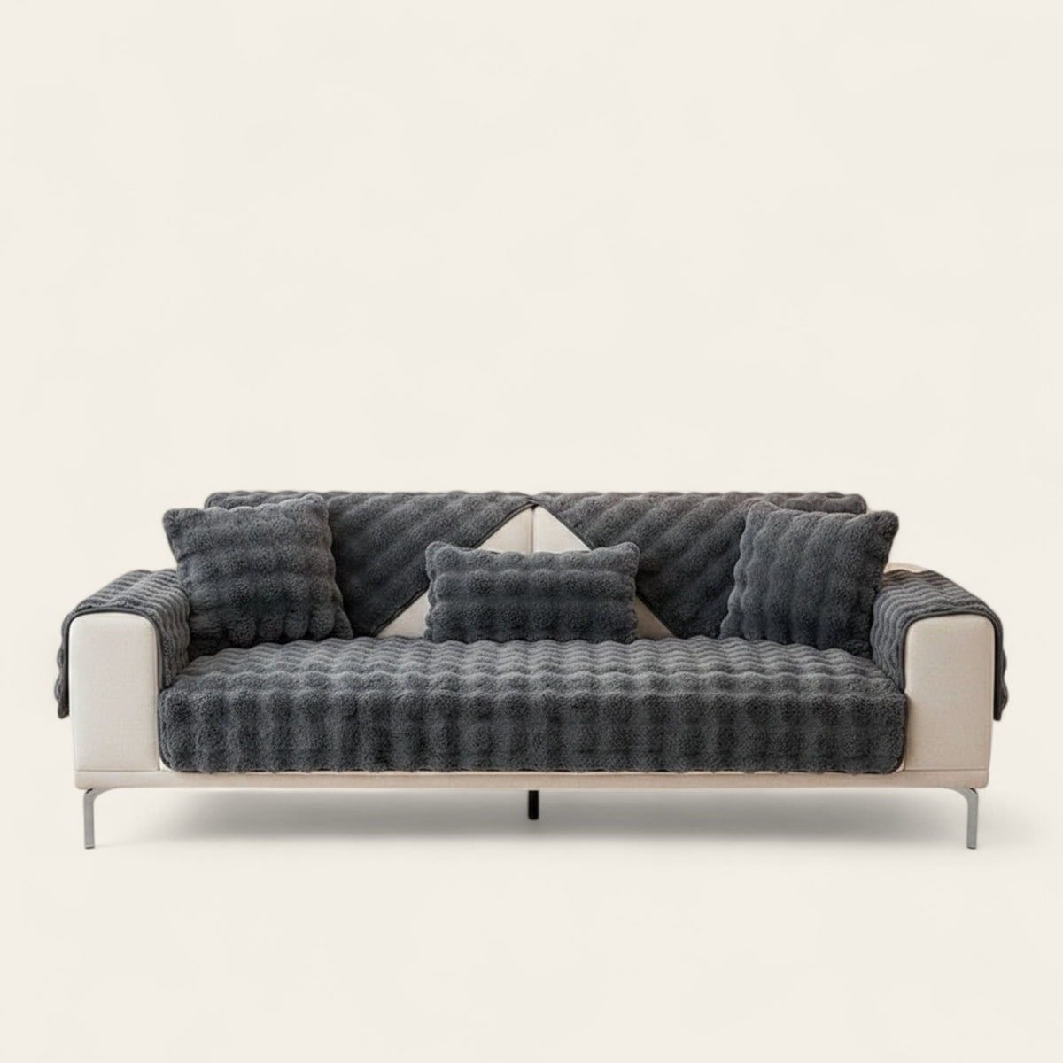 Non-Slip Sofa Cover – Velvet Bubble – Charcoal