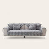Non-Slip Sofa Cover – Velvet Quilted – Pearl Grey