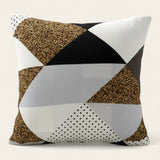 Pillow Cover – Geometric Patches – Mustard & Black