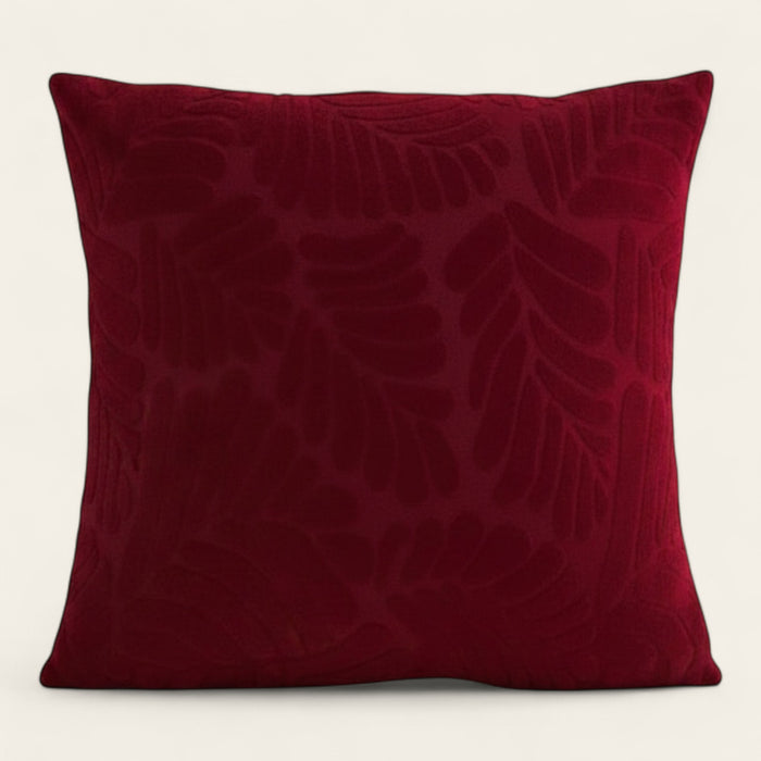 Pillow Cover – Leaf Jacquard – Bordeaux