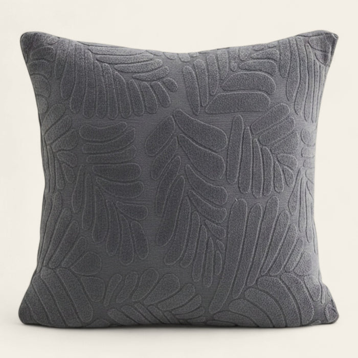 Pillow Cover – Leaf Jacquard – Charcoal