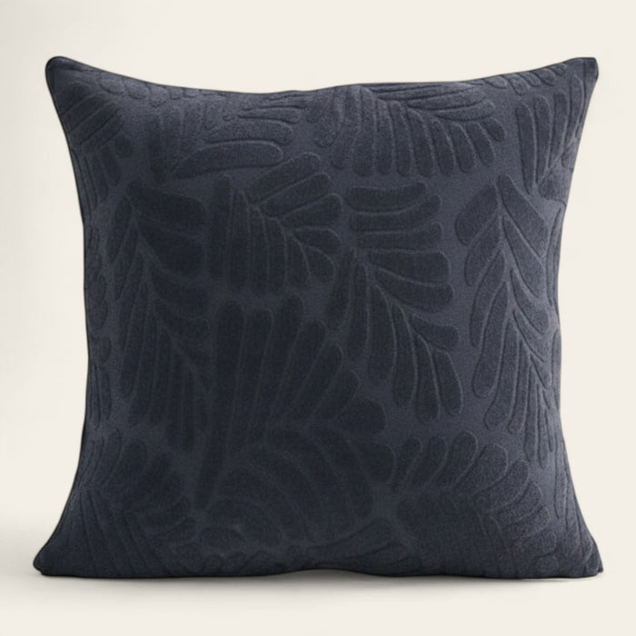 Pillow Cover – Leaf Jacquard – Midnight Navy