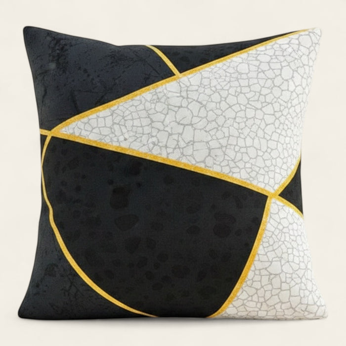 Pillow Cover – Marble Geometric – Ink Black
