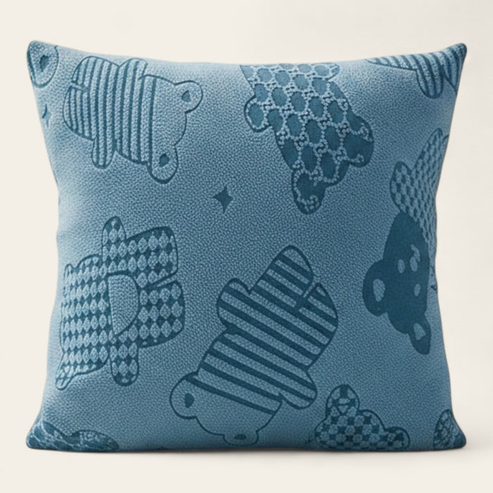 Pillow Cover – Teddy Bear Print – Stormy Blue