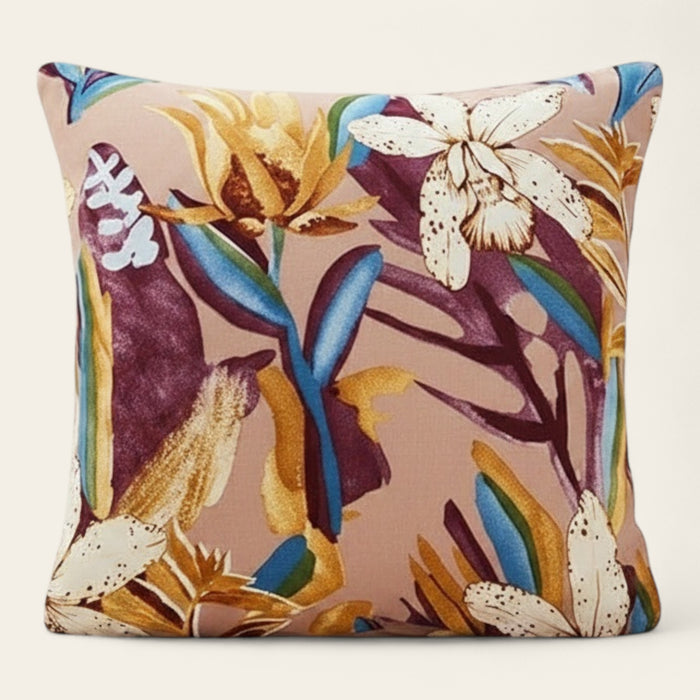 Pillow Cover – Tropical Floral – Caramel