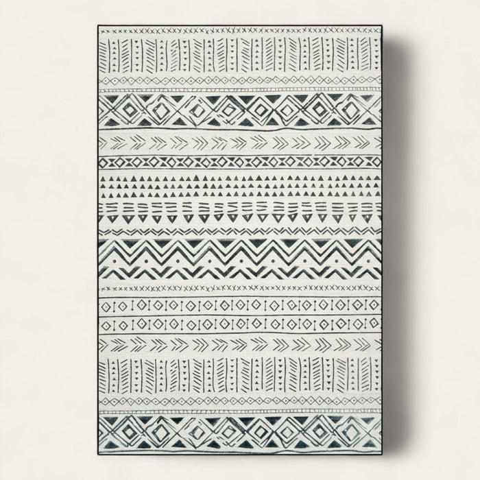 Rug – Tribal Stripe Print – Ivory Cream
