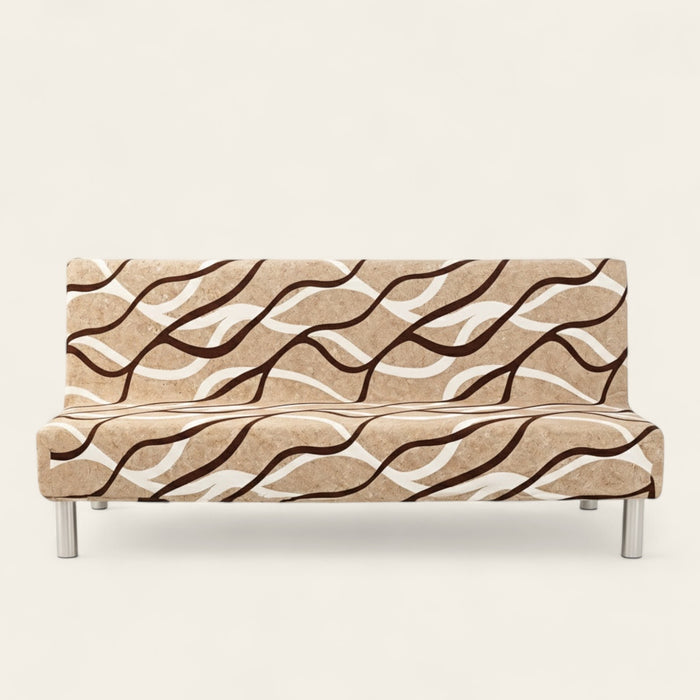 Sofa Bed Cover – Wave Print – Bouclé Sand