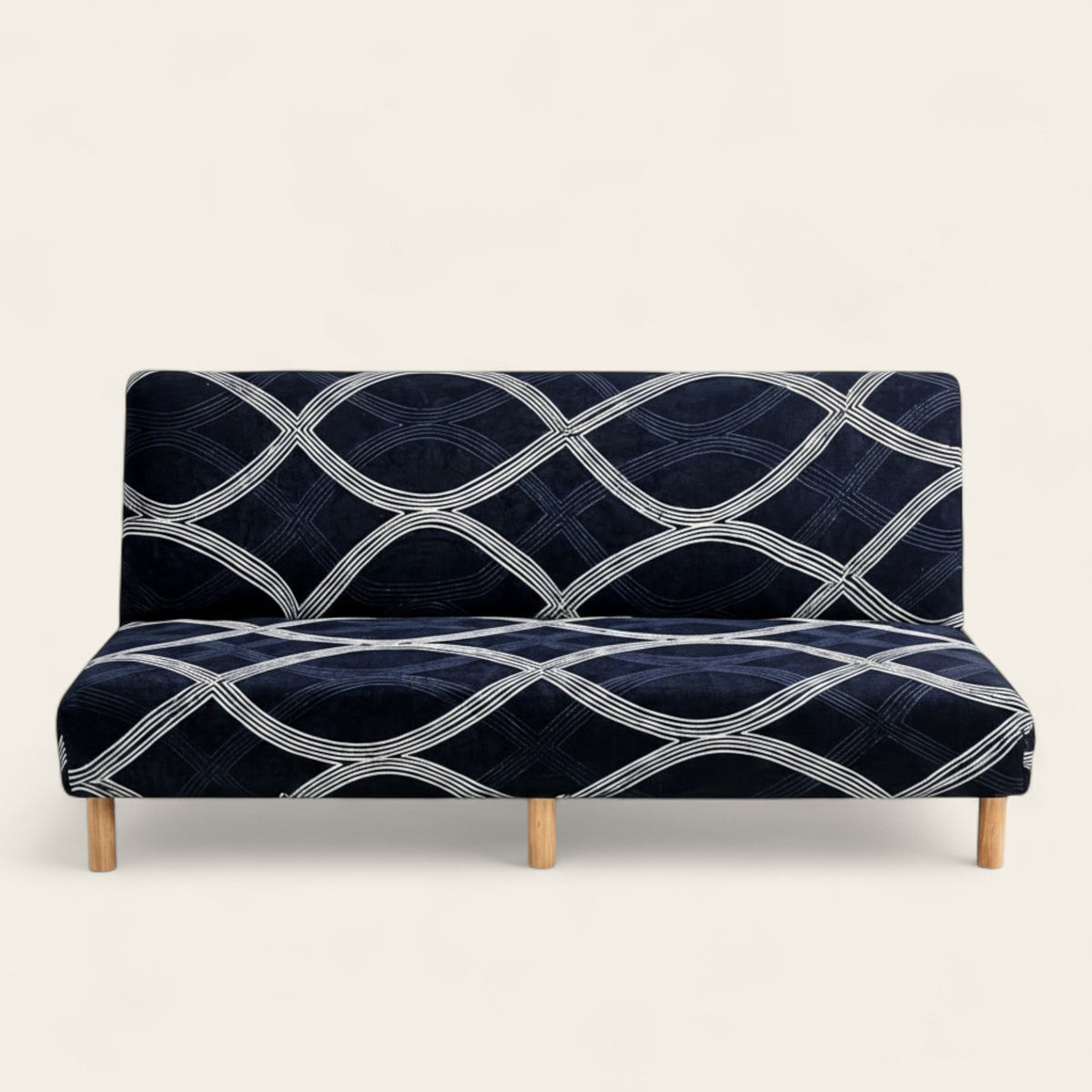 Sofa Bed Cover – Wavy Chevron – Midnight Navy