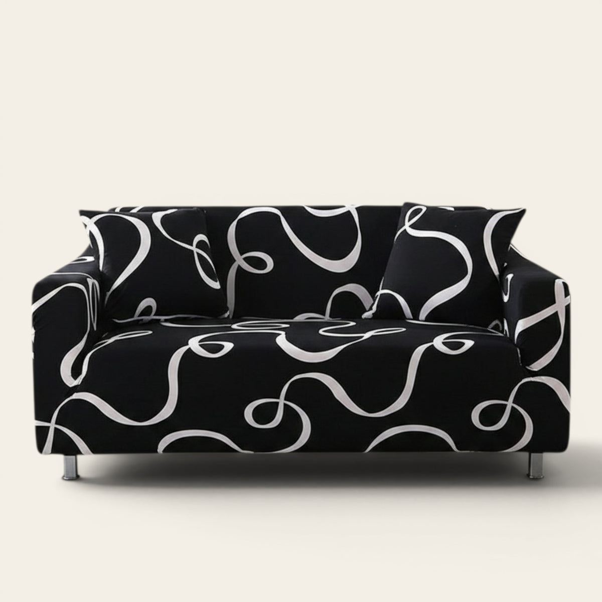 Sofa Cover – Cursive Print – Ink Black