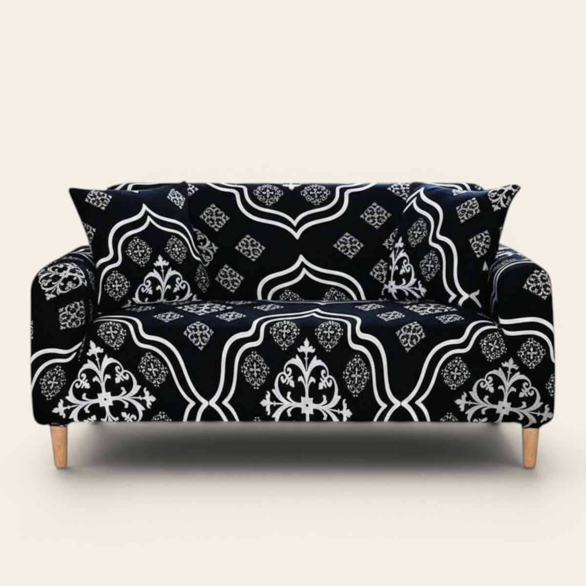 Sofa Cover – Damask Baroque – Ink Black