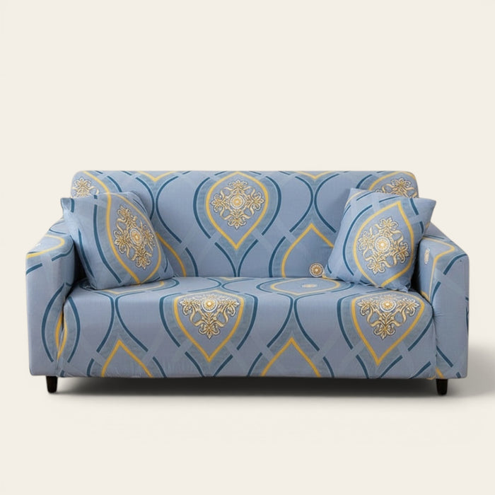 Sofa Cover – Damask Medallion – Sky Mist
