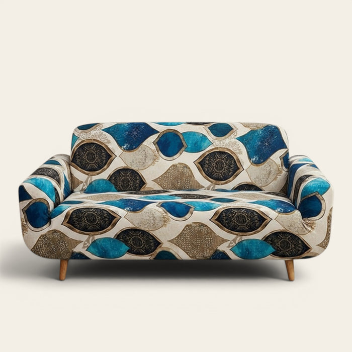 Sofa Cover – Egyptian Print – Bouclé Sand