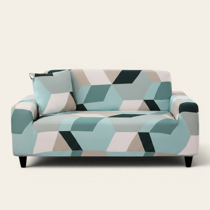 Sofa Cover – Geometric Chevron – Sage Mist