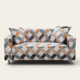 Sofa Cover – Geometric Hexagon – Bouclé Sand