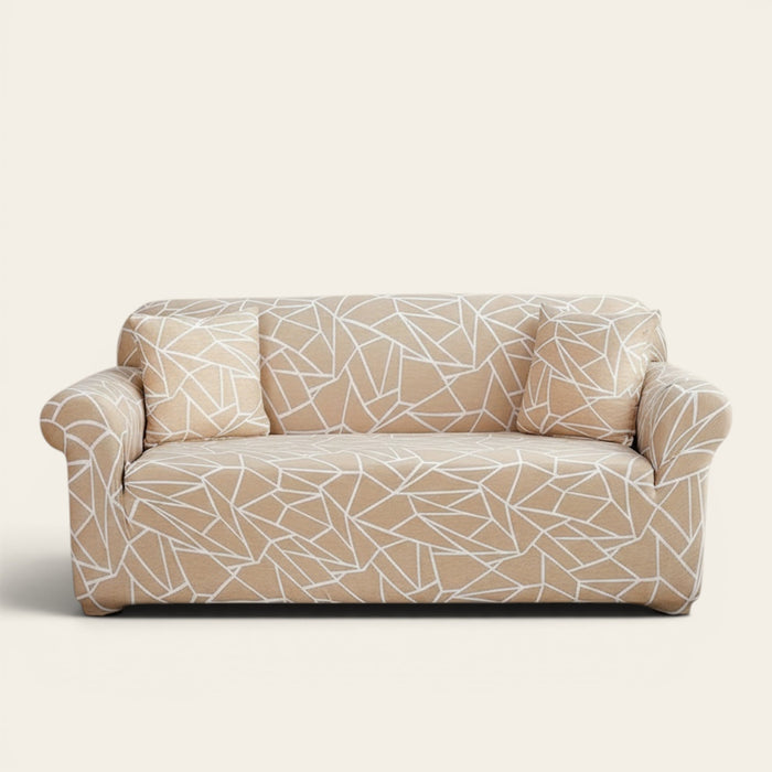 Sofa Cover – Geometric Lines – Bouclé Sand