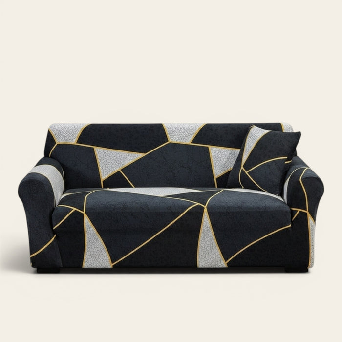 Sofa Cover – Geometric Outline – Ink Black