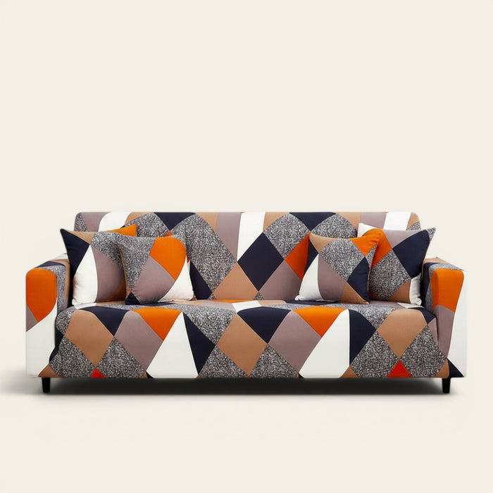 Sofa Cover – Geometric Triangles – Charcoal
