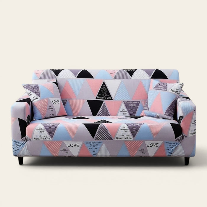 Sofa Cover – Geometric Triangles – Soft Blush