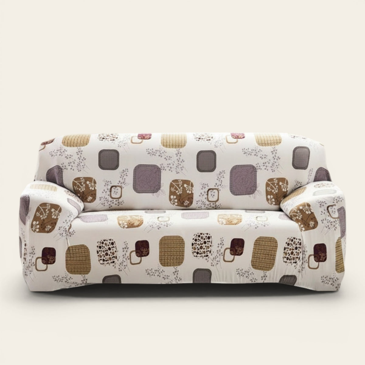Sofa Cover – Mushroom Print – Ivory Cream