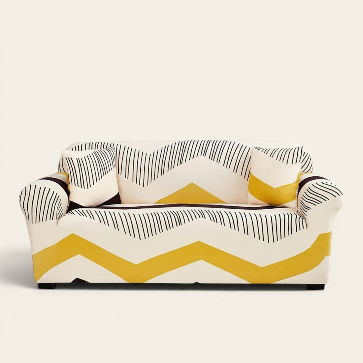Sofa Cover – Sketch Zigzag – Ivory Cream