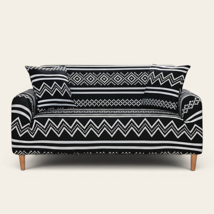 Sofa Cover – Tribal Aztec – Ink Black