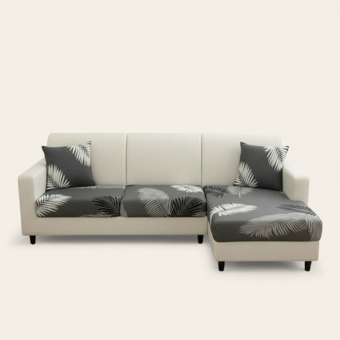 Sofa Cushion Cover – Tropical Palm – Pearl Grey