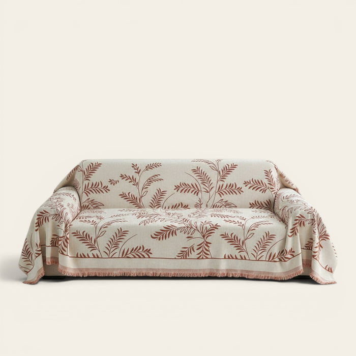 Sofa Throw – Botanical Print – Terracotta