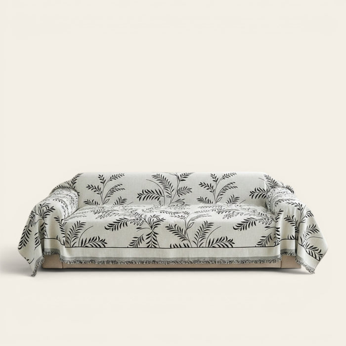 Sofa Throw – Botanical Spray – Pearl Grey