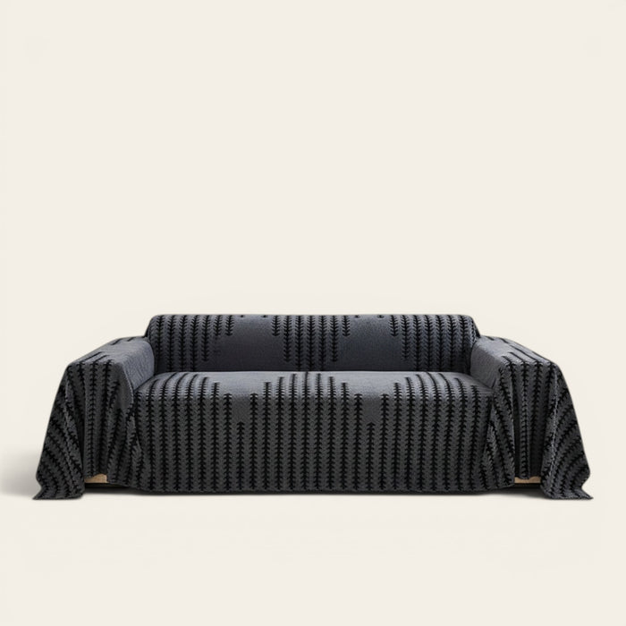 Sofa Throw – Chenille Striped – Charcoal