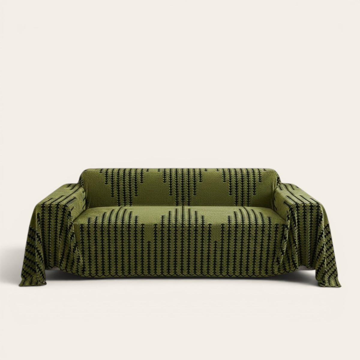 Sofa Throw – Chenille Striped – Forest