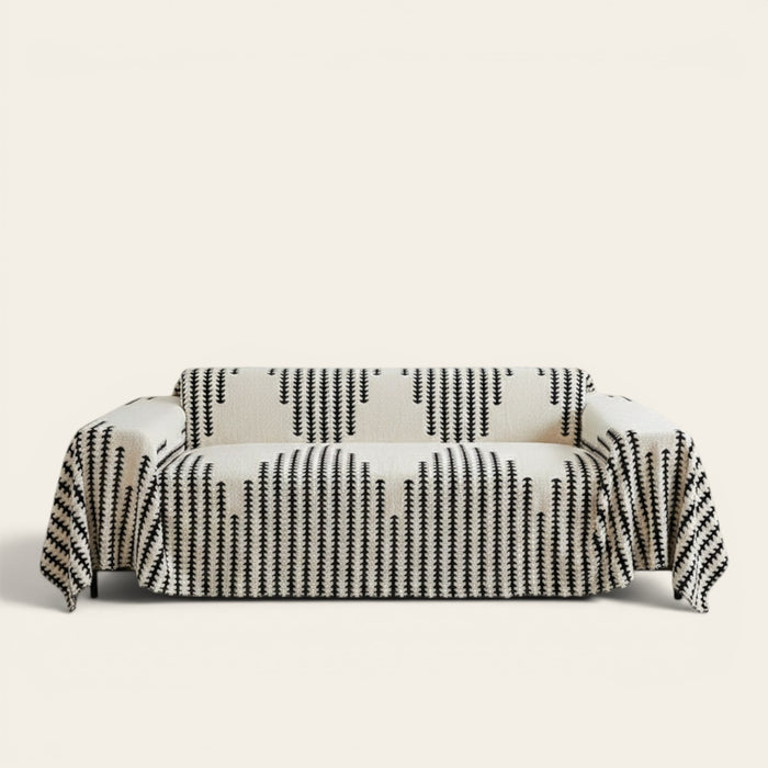 Sofa Throw – Chenille Striped – Ink Black