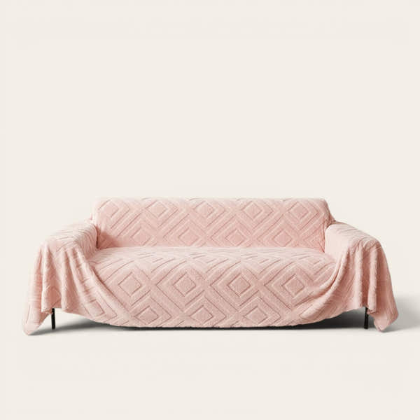 Sofa Throw – Diamond Quilted – Soft Blush