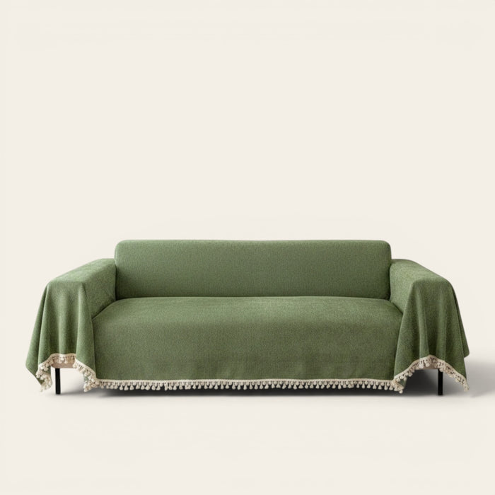 Sofa Throw – Fringed – Moss