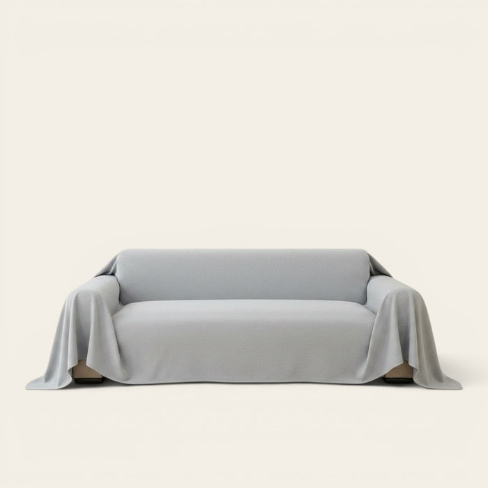 Sofa Throw – Linen Knit – Pearl Grey