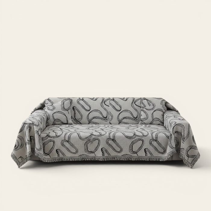 Sofa Throw – Paisley Print – Pearl Grey